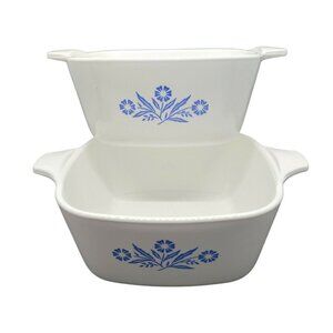 2 Corning Ware 22oz Petite Casserole Dishes P-43-B Blue Cornflower USA No Lids